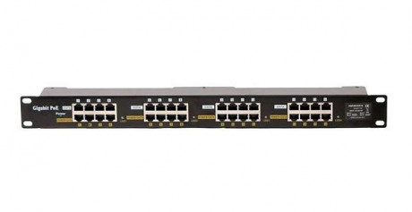 Patch panel POE Gigabit cat.5e 16p 1U Black stíněný, 19 rack