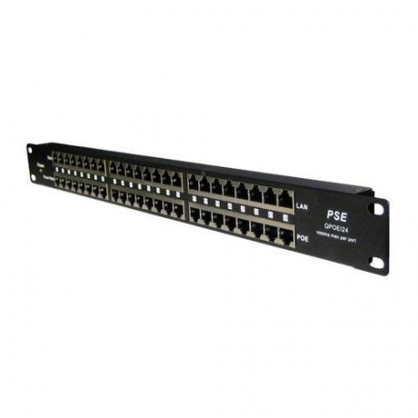 Patch panel POE cat.5e 24p 1U Black stíněný, 19 rack