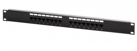 Patch panel UTP cat.5 16p. 1U,Black