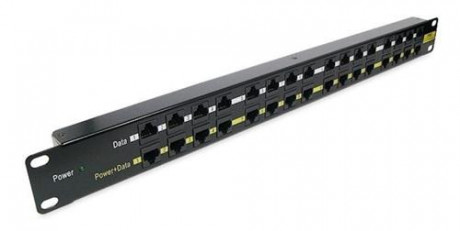 Patch panel POE UTP cat.5e 16p 1U Black (provedení 19 rack)