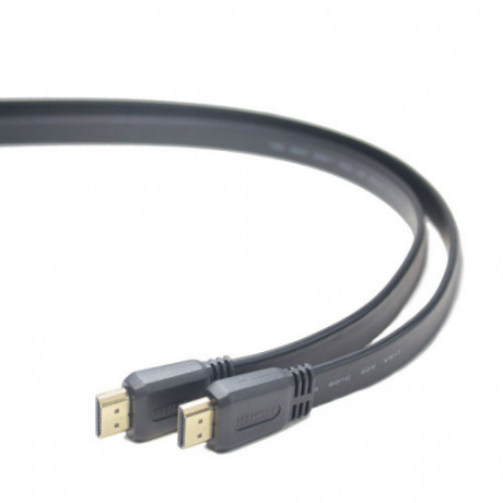 Kabel propojovací HDMI 1.4  + Ethernet plochý , zlacené konektory, 1m