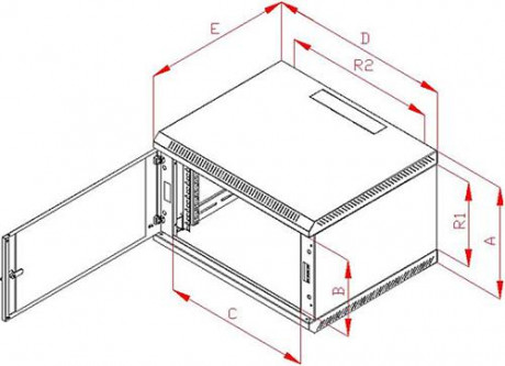 Rack Triton 19 jednodílný 12U/500mm prosklené dveře, šedý