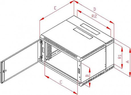 Rack Triton 19 dvojdílný 18U/500mm prosklené dveře, šedý