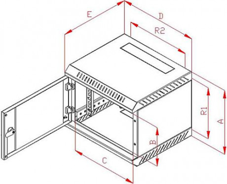 Rack Triton 10 jednodílný 6U/260mm prosklené dveře, šedý