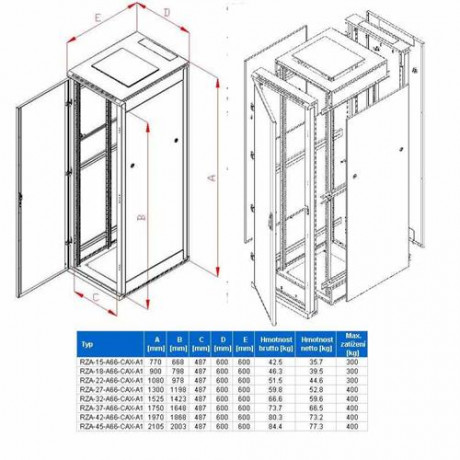 Rack Triton 19'' stojanový 27U/ 600x600 rozebíratelný