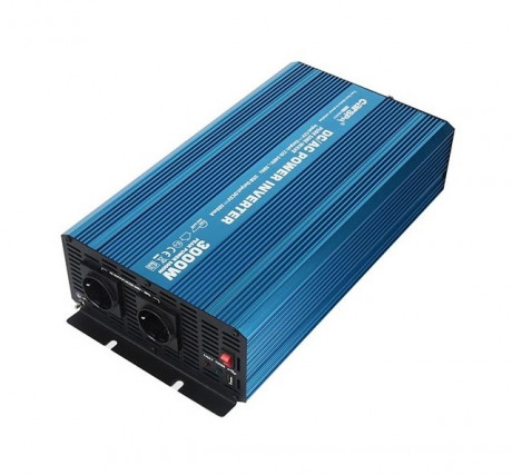 Napěťový měnič Carspa P3000U-122 12V, 230V+USB 3000W, čistá sinusovka