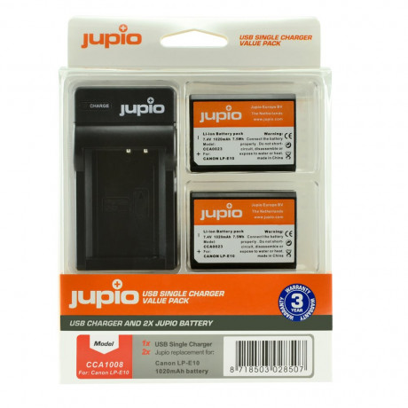 Set Jupio 2x LP-E10 1020 mAh + USB nabíječka