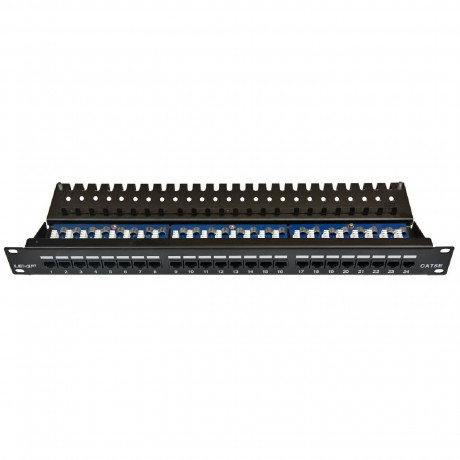 Patch panel UTP cat.5e 24p. (horní zářez - KRONE) - black