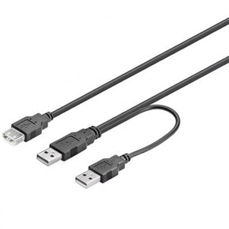 Kabel napájecí USB Y, 2x A(M) + A(F), 0,5m + 0,4m