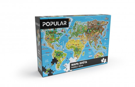 Puzzle Popular - Mapa světa, 160 ks – CZ