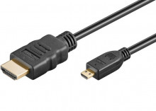 Kabel Raspberry propojovací Micro HDMI (M) na HDMI (M), černý, 1m 