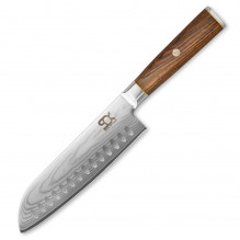 Nůž SOK kuchyňský Santoku 185 mm Cocobolo White Damascus 